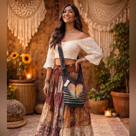 Boho Heart Crossbody Bag - Multicolor - Picture 11 of 11